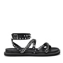 CULT Roshelle 3886 
Damensandalen aus schwarzem Leder mit Nieten und Ketten