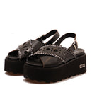 CULT Nancy 3891 Damensandalen aus schwarzem perforiertem Leder