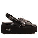 CULT Nancy 3891 Damensandalen aus schwarzem perforiertem Leder