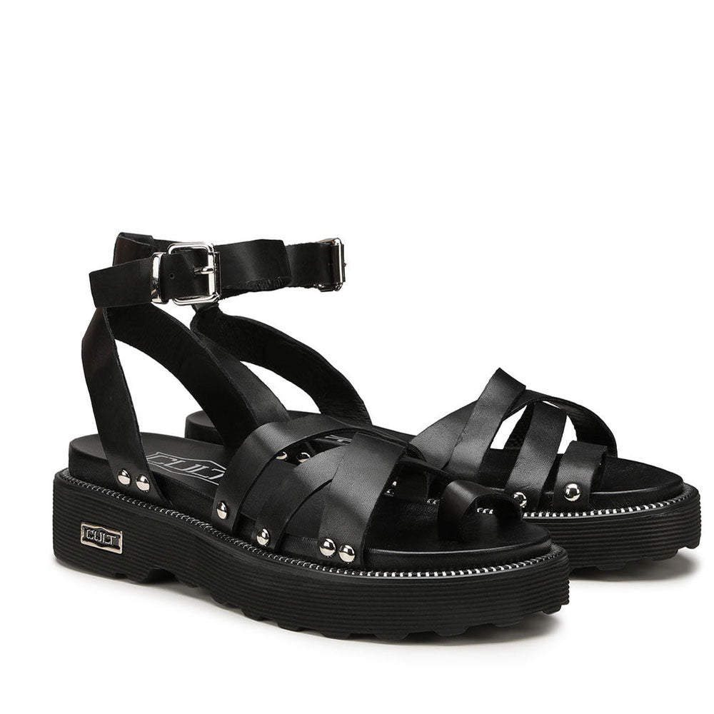 CULT Ziggy 4285 Damensandalen aus schwarzem Leder