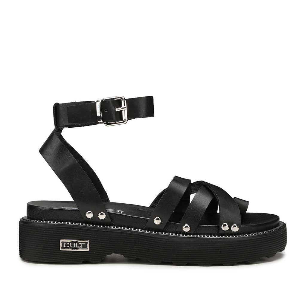 CULT Ziggy 4285 Damensandalen aus schwarzem Leder