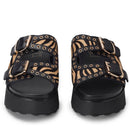 CULT Janis 4306
Schwarze Lederpantoffeln mit Animal-Print-Einsätzen