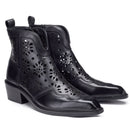 CULT Dolores Damen Low Texan Boots aus schwarzem perforiertem Leder