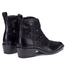 CULT Dolores Damen Low Texan Boots aus schwarzem perforiertem Leder