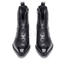 CULT Dolores Damen Low Texan Boots aus schwarzem perforiertem Leder