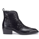 CULT Dolores Damen Low Texan Boots aus schwarzem perforiertem Leder