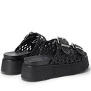 CULT Janis 4476 
Schwarze Hausschuhe aus gewebtem Leder