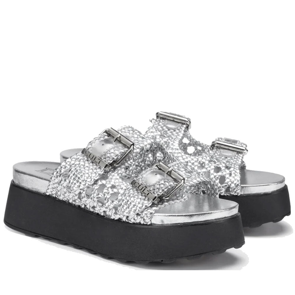 Ciabatte CULT Janis 4476 in Pelle Intrecciata Colore Silver
