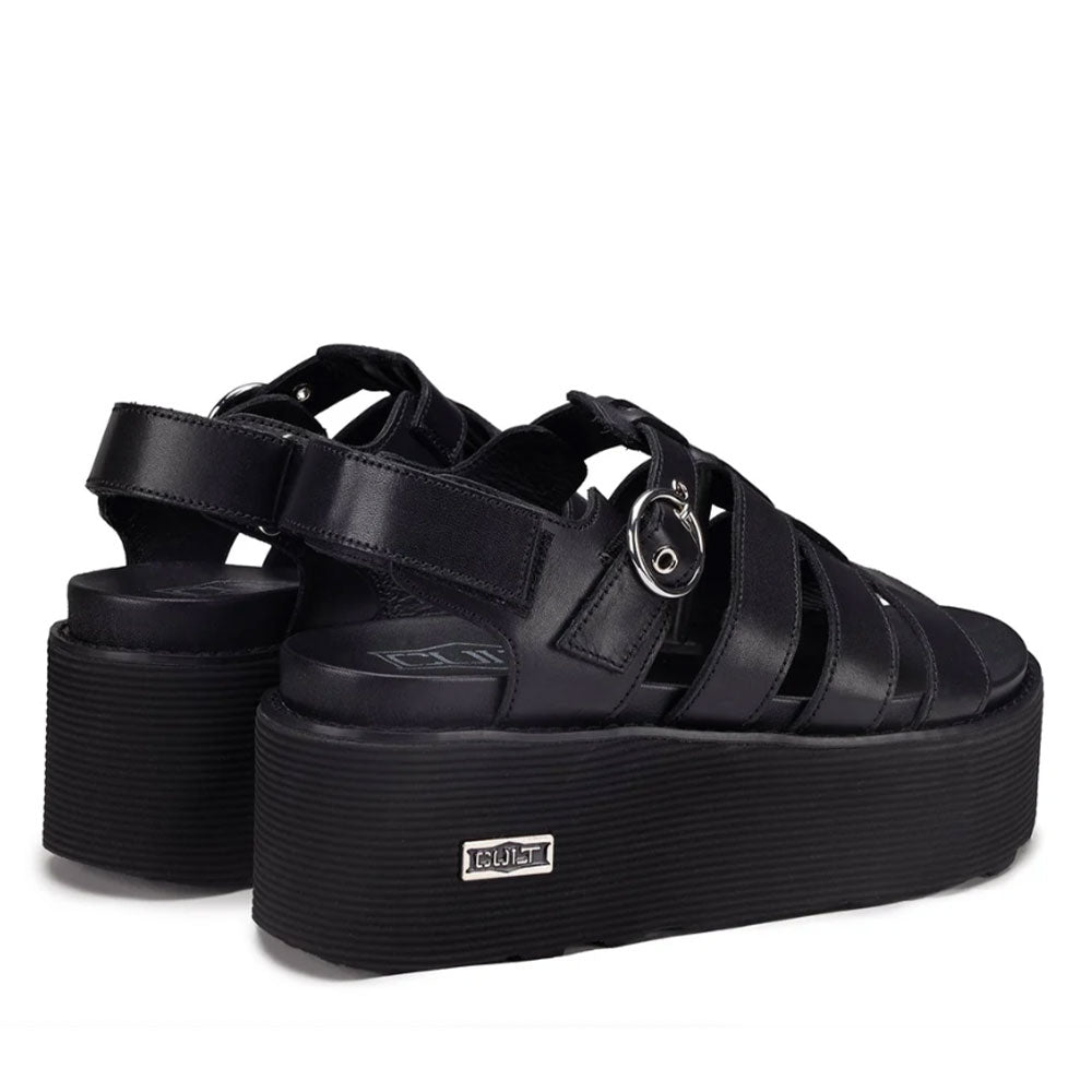 CULT Nancy 4488 Damensandalen aus schwarzem Leder