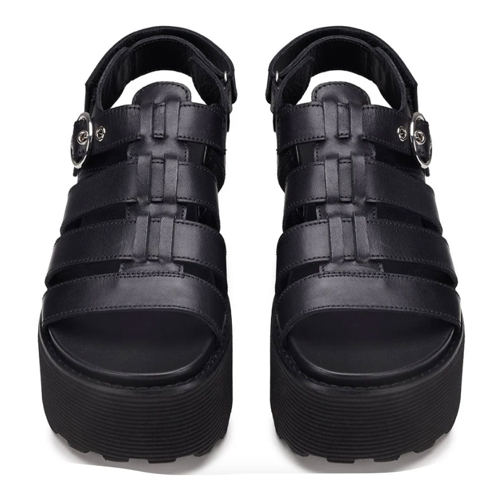 CULT Nancy 4488 Damensandalen aus schwarzem Leder
