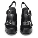 CULT Bjork 4506
Schwarze Ledersandalen mit Absatz und Schnallen vorne