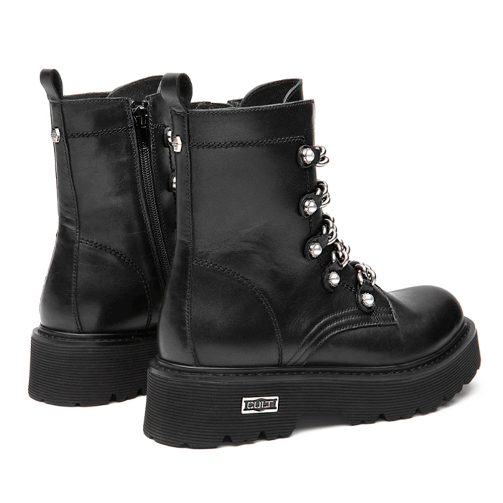 CULT Slash 4583 Lederstiefeletten für Damen, Schwarz/Silber