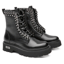 Scarpe Donna CULT Slash 4591 Anfibi in Pelle Nera con Occhielli Metallici