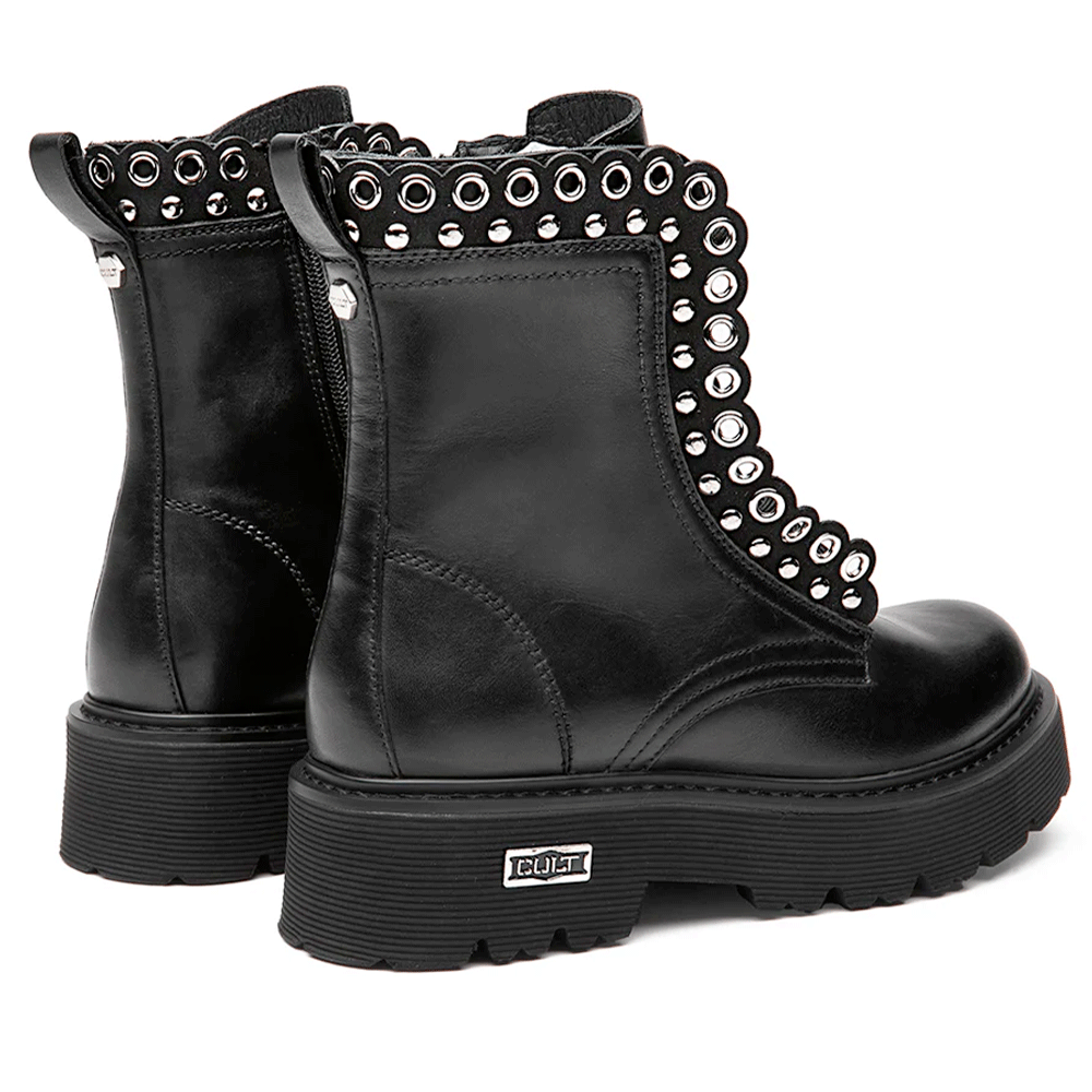 Scarpe Donna CULT Slash 4591 Anfibi in Pelle Nera con Occhielli Metallici