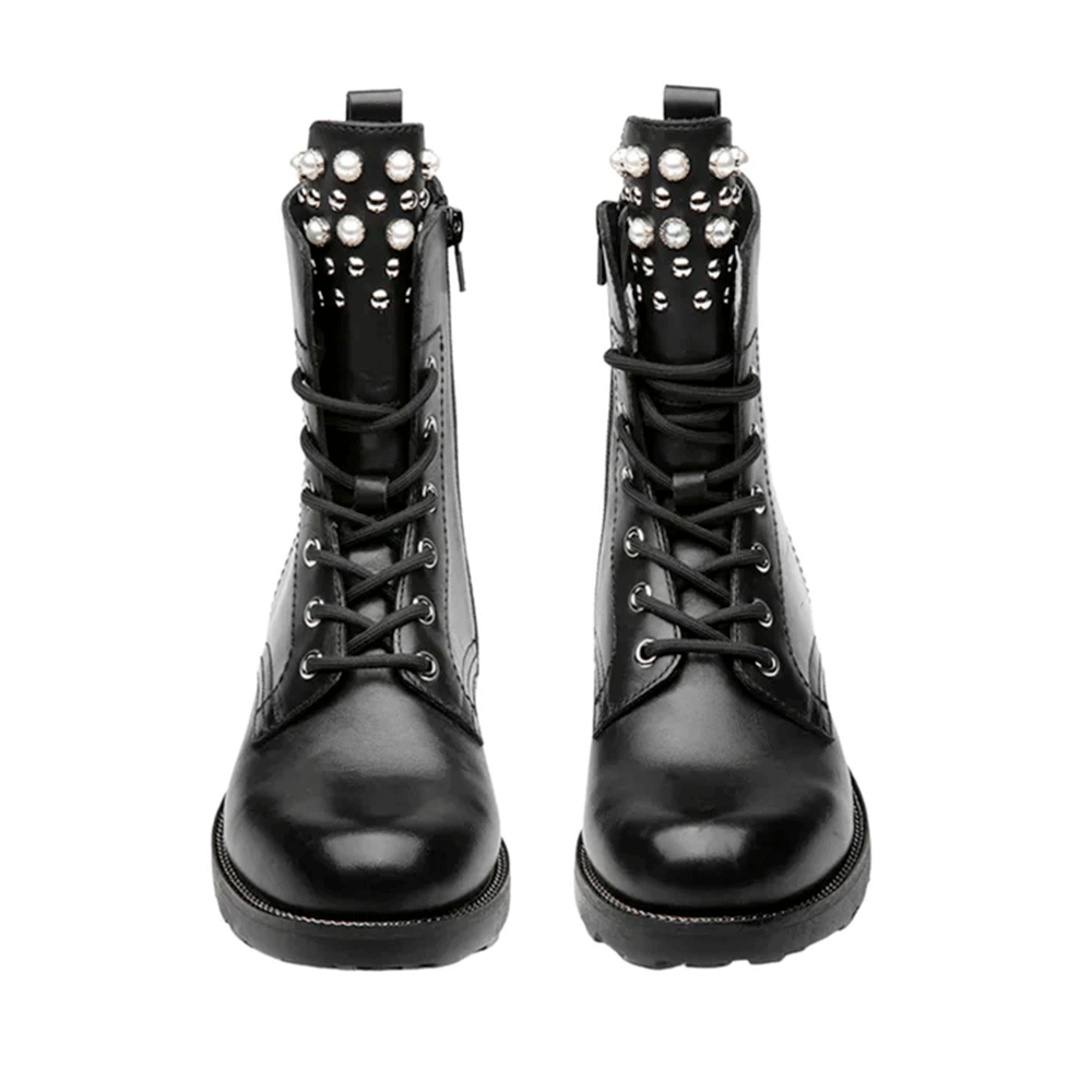 Scarpe Donna CULT Anfibi Zeppelin 4597 in Pelle Nera con Applicazioni Gioiello