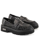 Damen-Loafer CULT Slash 4685 aus perforiertem schwarzem Leder