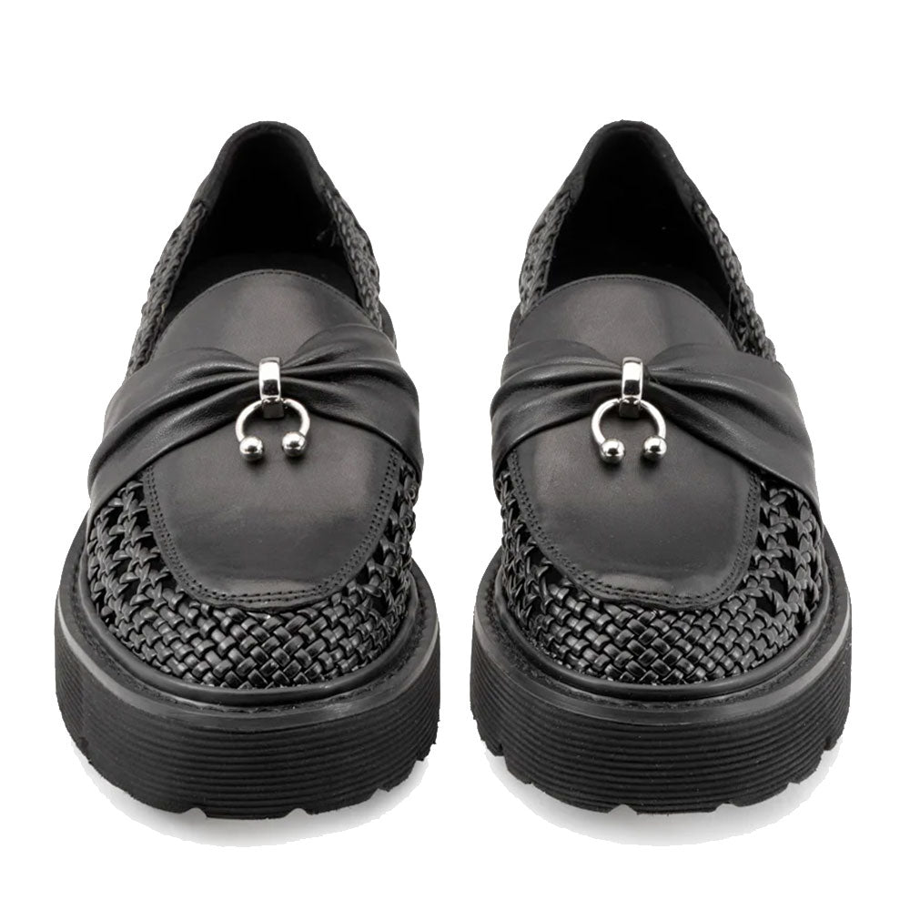 Damen-Loafer CULT Slash 4685 aus perforiertem schwarzem Leder