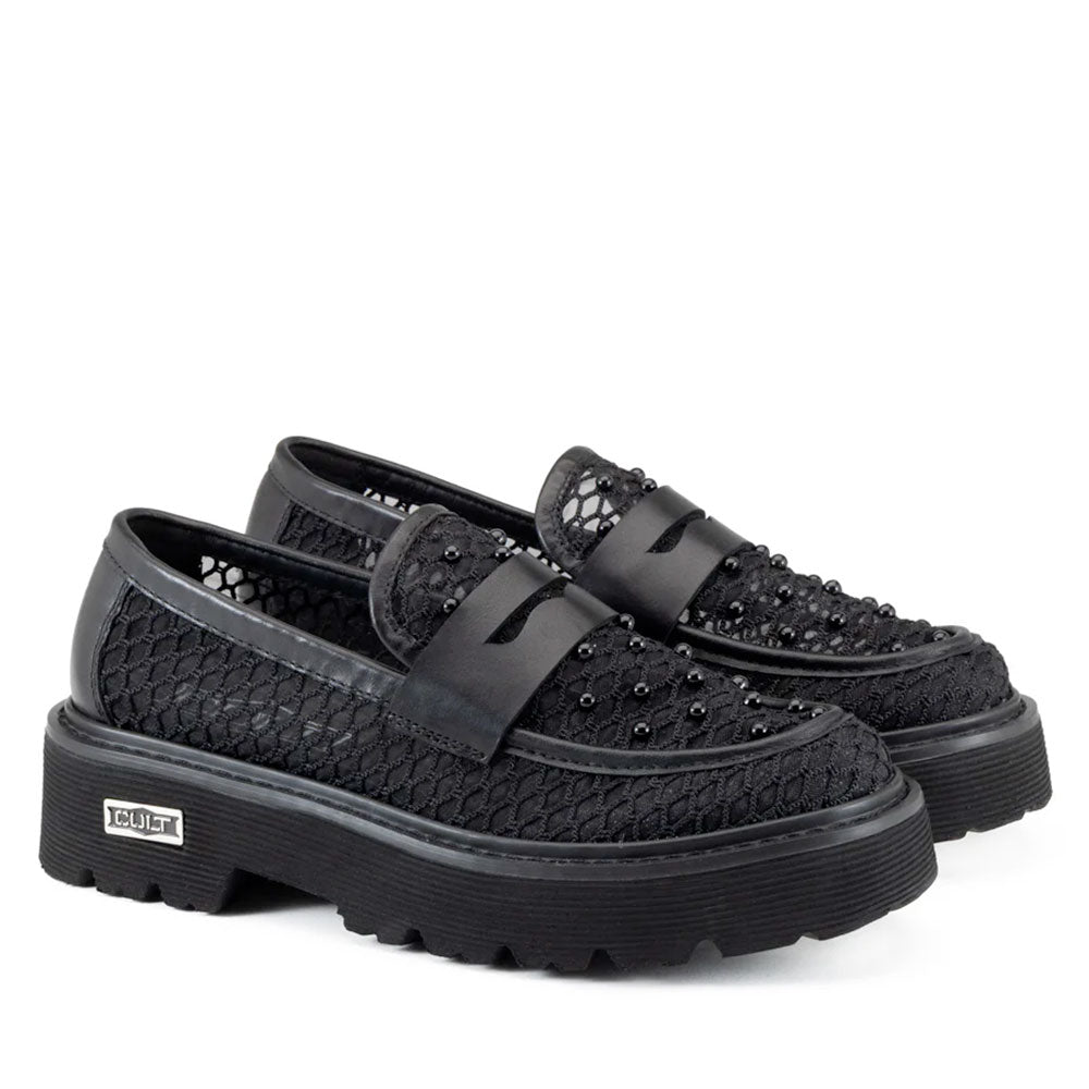 Scarpe Donna CULT Slash 4695 Mocassino in Pelle Intrecciata Nera
