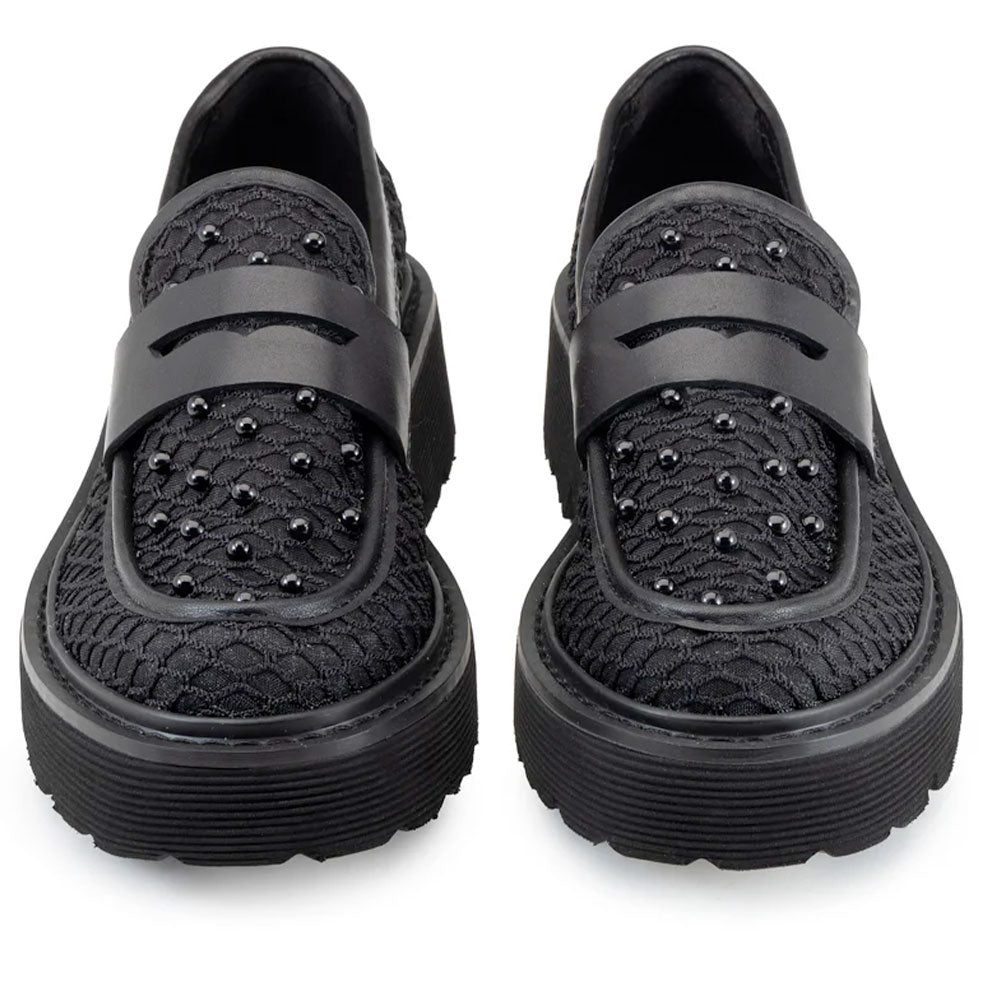 Scarpe Donna CULT Slash 4695 Mocassino in Pelle Intrecciata Nera