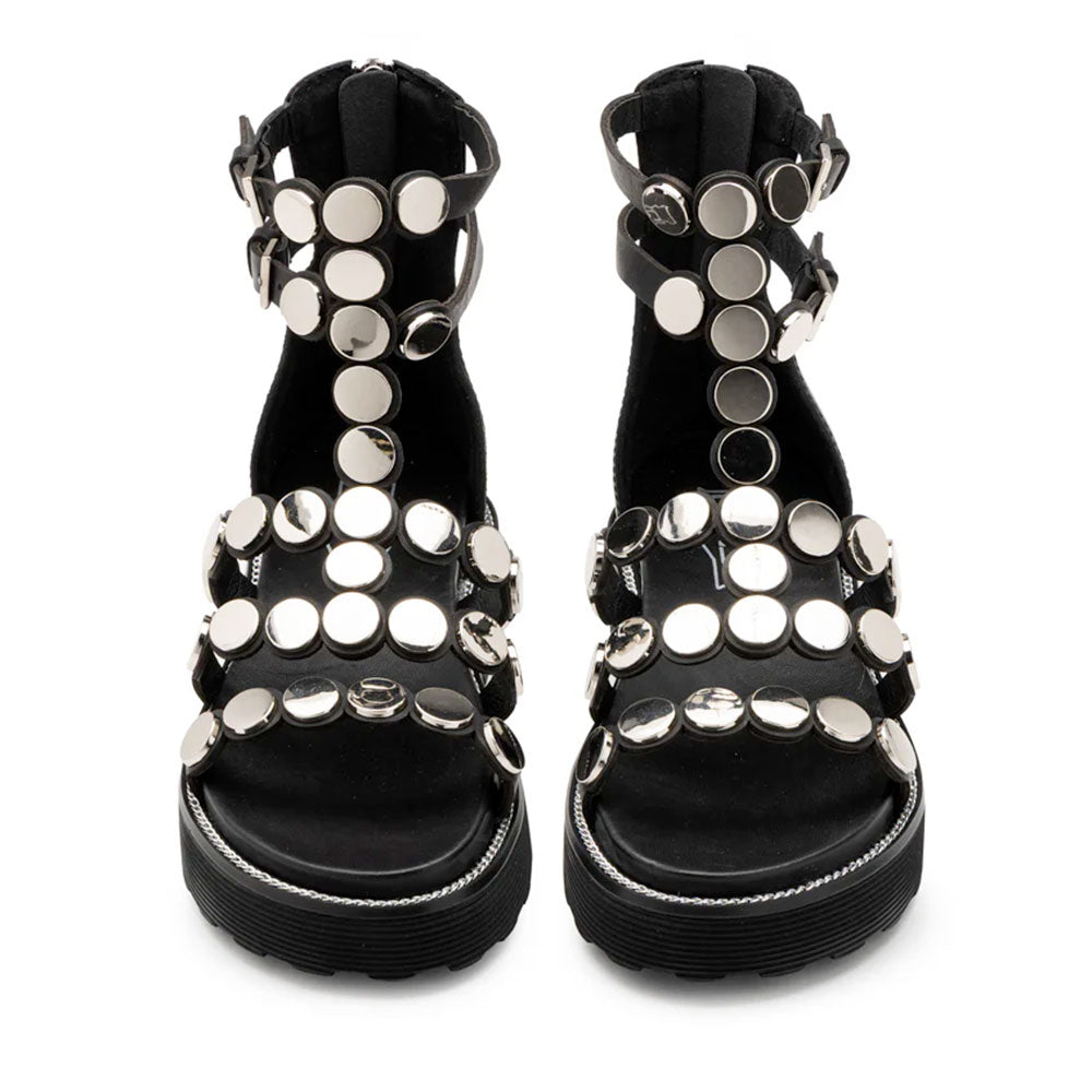 Sandali Donna CULT Ziggy 4771 in Pelle Nera con Borchie Piatte Applicate
