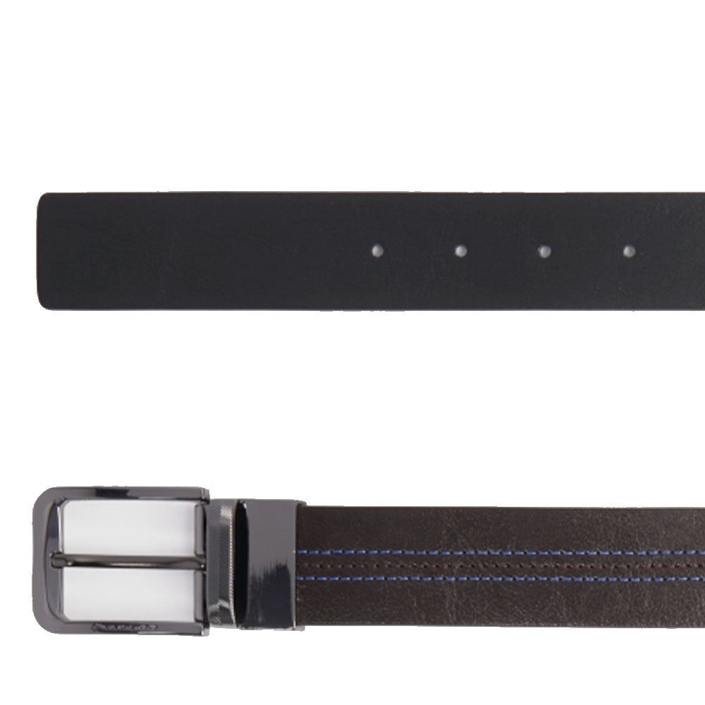 Cintura Uomo PIQUADRO Reversibile in Pelle Mogano e Nero Linea Blue Square - CU6742B2