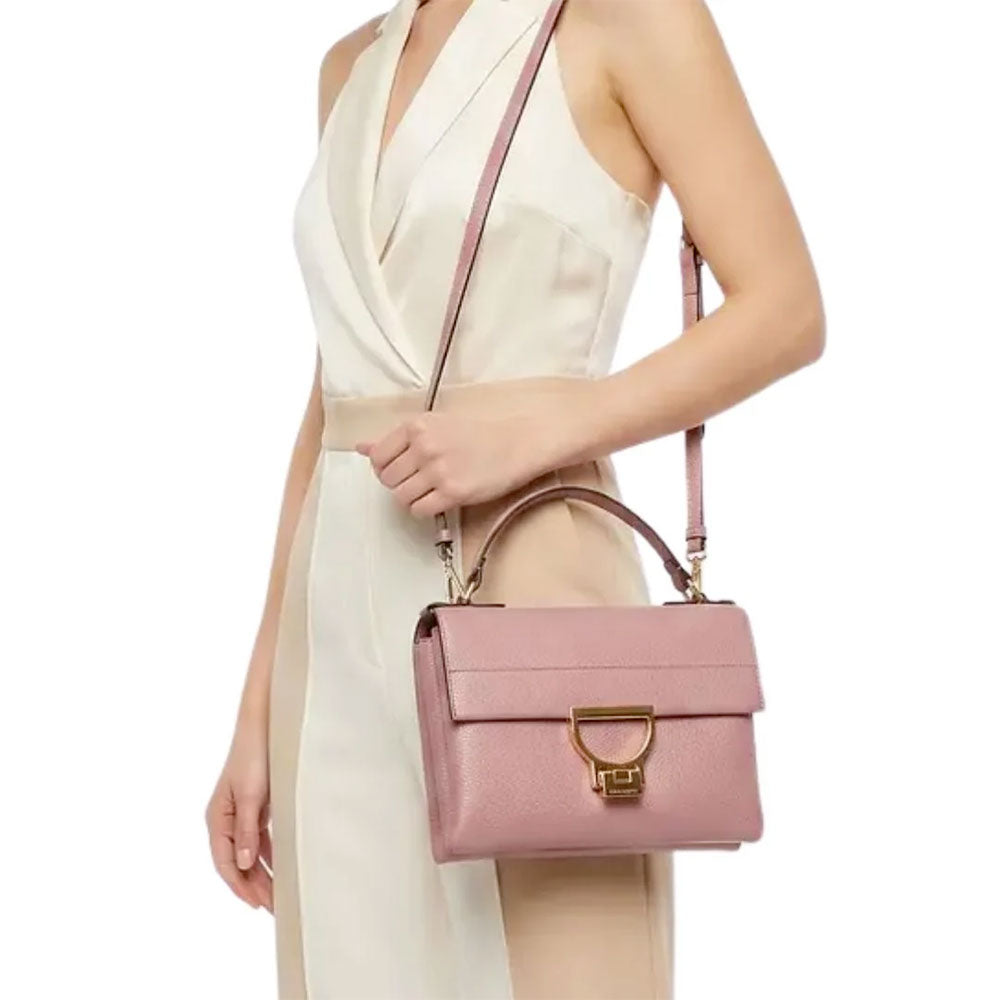 Borsa Donna a Mano con Tracolla COCCINELLE in Pelle Linea Arlettis Mini colore Winter Rose