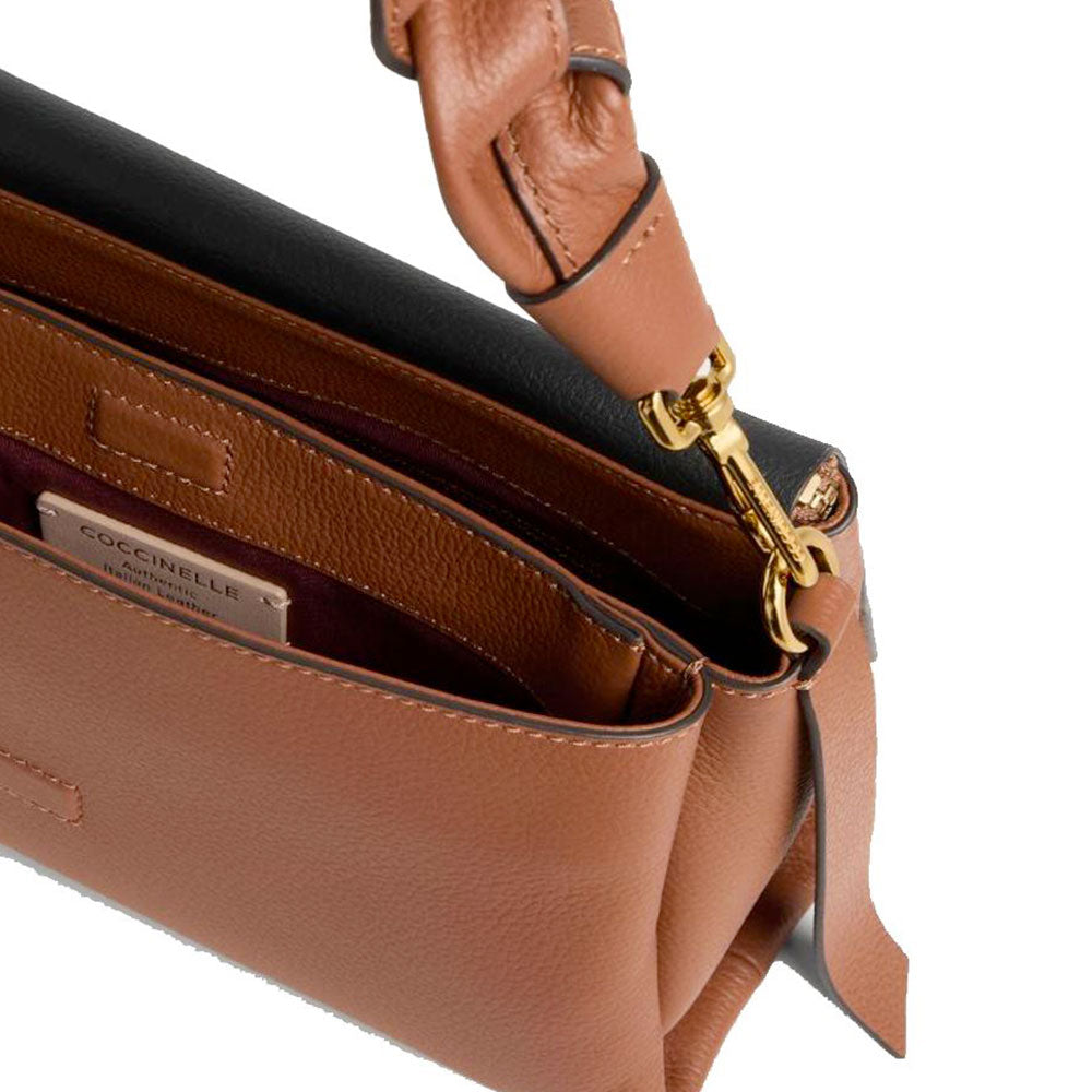 Borsa Donna a Spalla COCCINELLE in Pelle linea Boheme Small colore Cognac - Nero