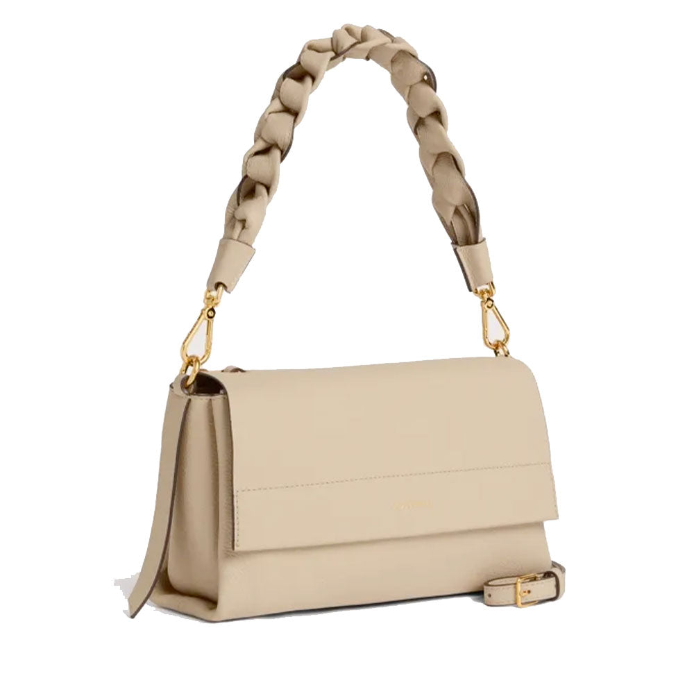 Damen-Schultertasche COCCINELLE aus Leder Modell Boheme Small in Sandshell-Seagrass