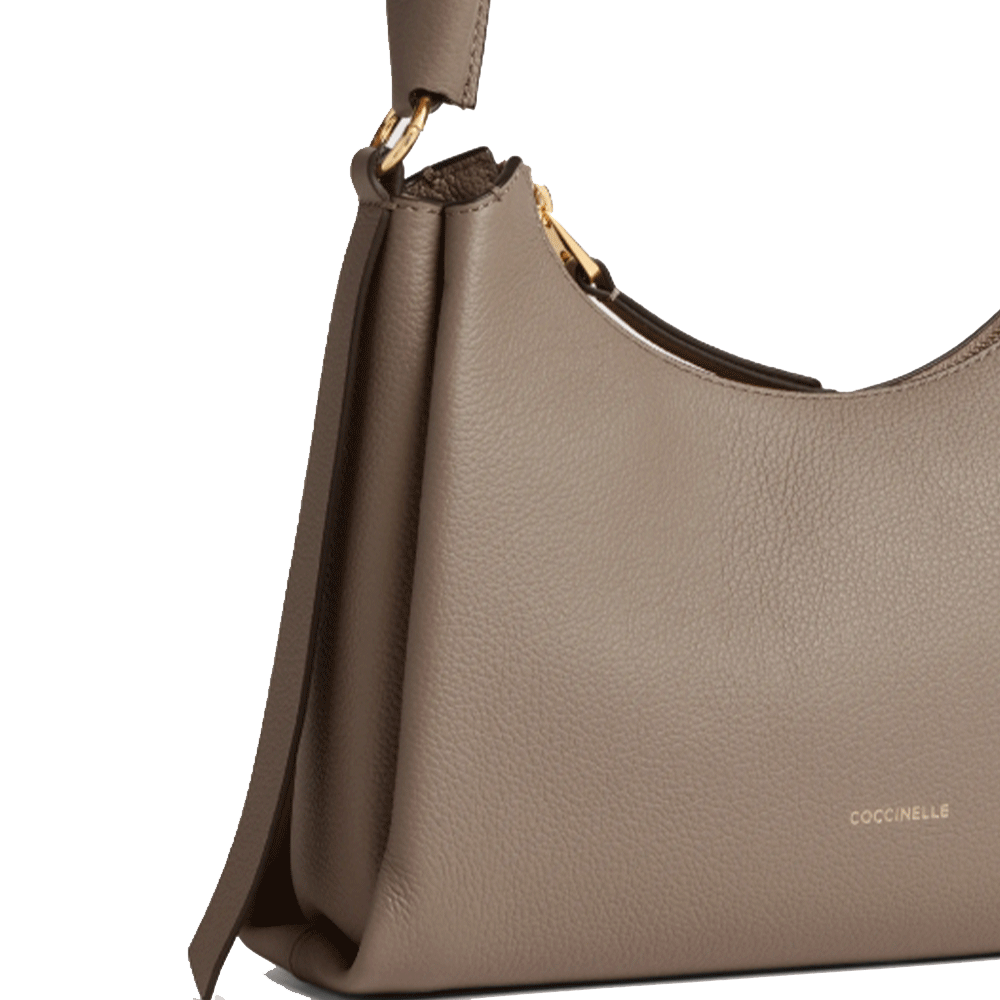 Borsa Donna a Spalla COCCINELLE in Pelle linea Boheme Small colore Warm Taupe - Rosette
