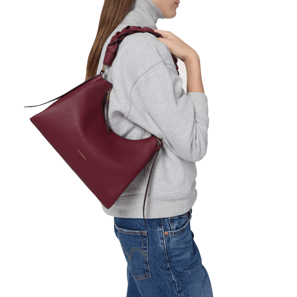Borsa Donna a Spalla COCCINELLE in Pelle linea Boheme Small colore Noir - Cognac