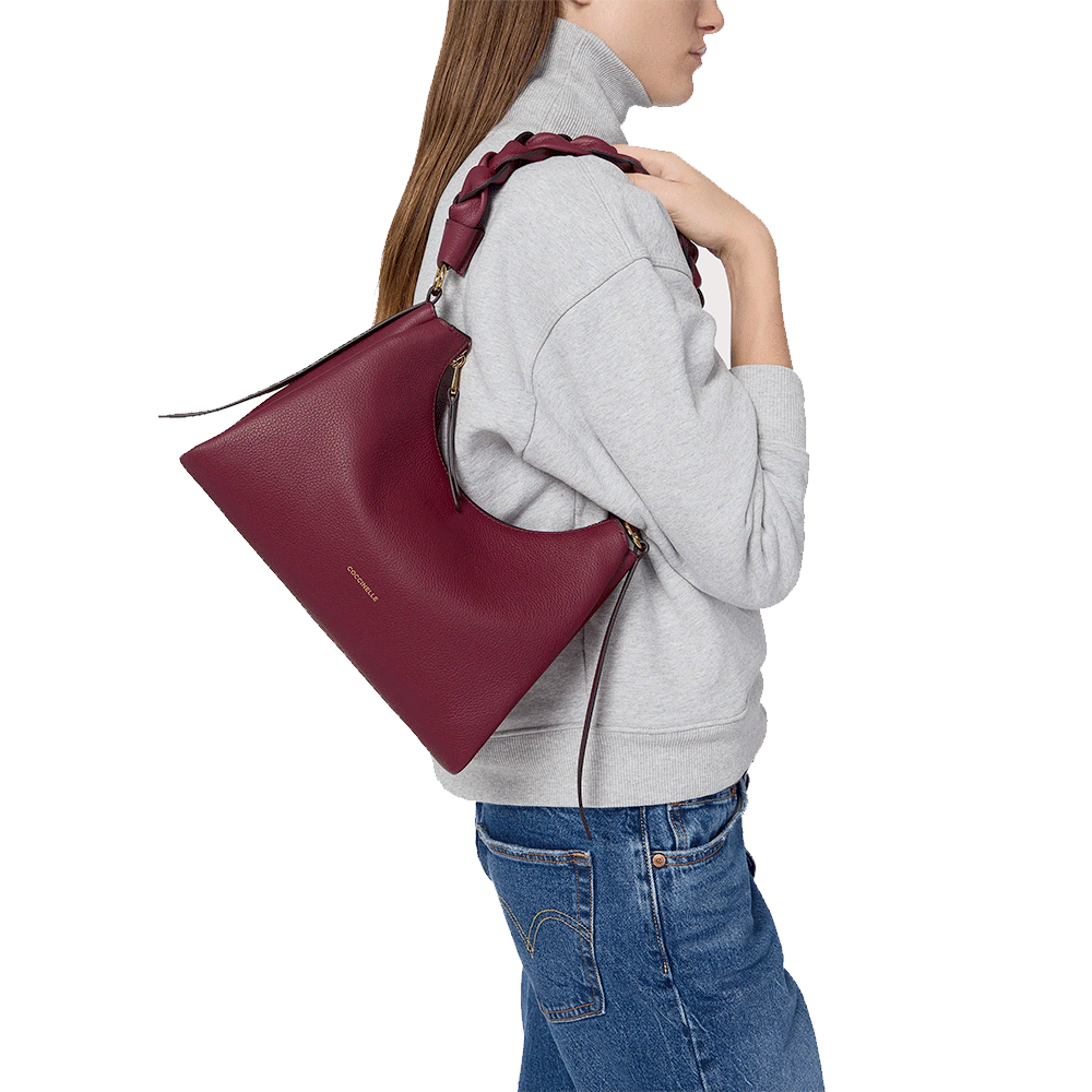 Borsa Donna a Spalla COCCINELLE in Pelle linea Boheme Small colore Cognac - Noir