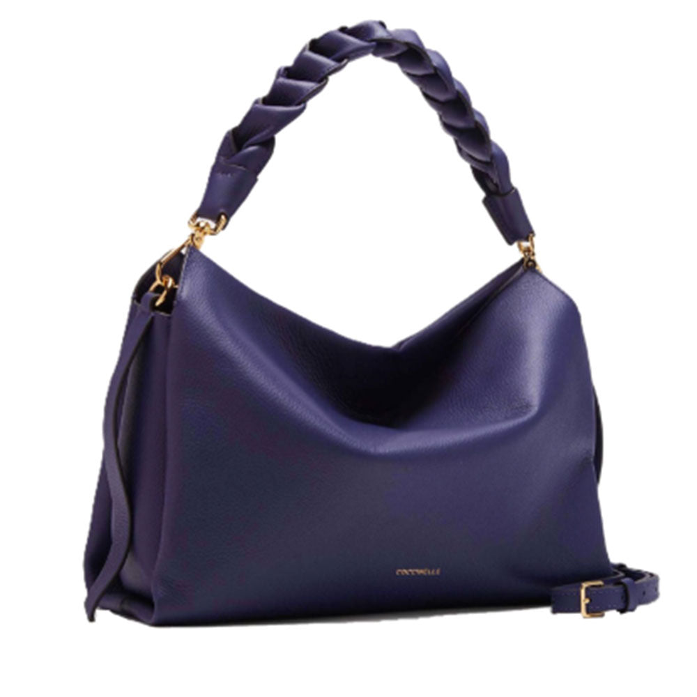 Borsa Donna a Mano COCCINELLE in Pelle linea Boheme Medium colore Royal Blue - Fondant Brown