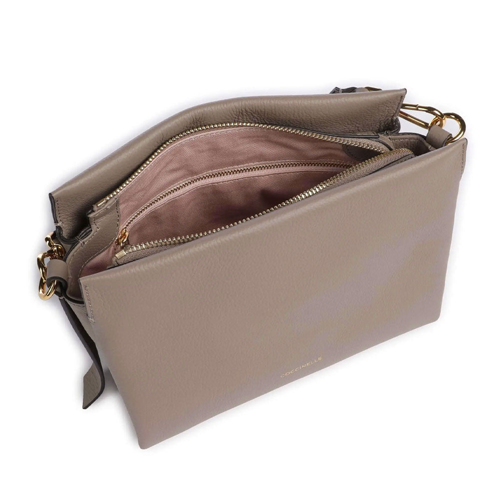 Borsa Donna a Mano COCCINELLE linea Boheme Small in Pelle Warm Taupe - Rosette