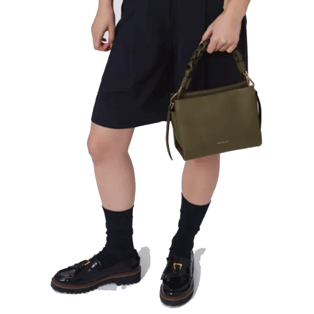 Borsa Donna a Mano COCCINELLE linea Boheme Small in Pelle Laurel Green - Fondant Brown