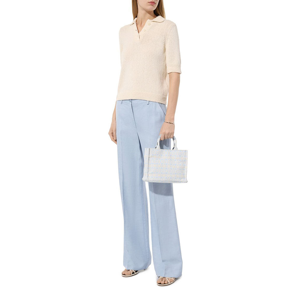 Borsa Donna a Mano COCCINELLE in Tessuto e Pelle Linea Never Without Bag Multi Blanco Misura Piccola