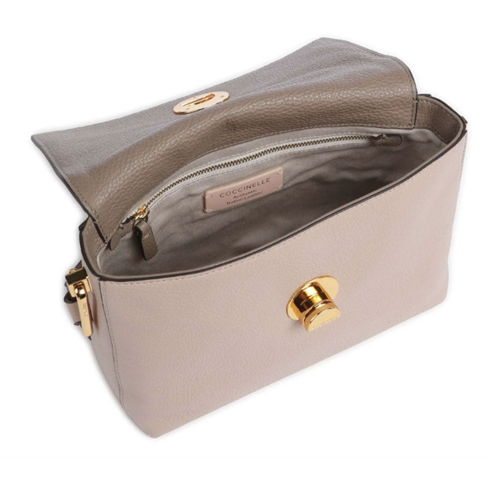 Borsa Donna a Tracolla COCCINELLE in Pelle linea Liya colore Rosette - Warm Taupe - E1MD0120701