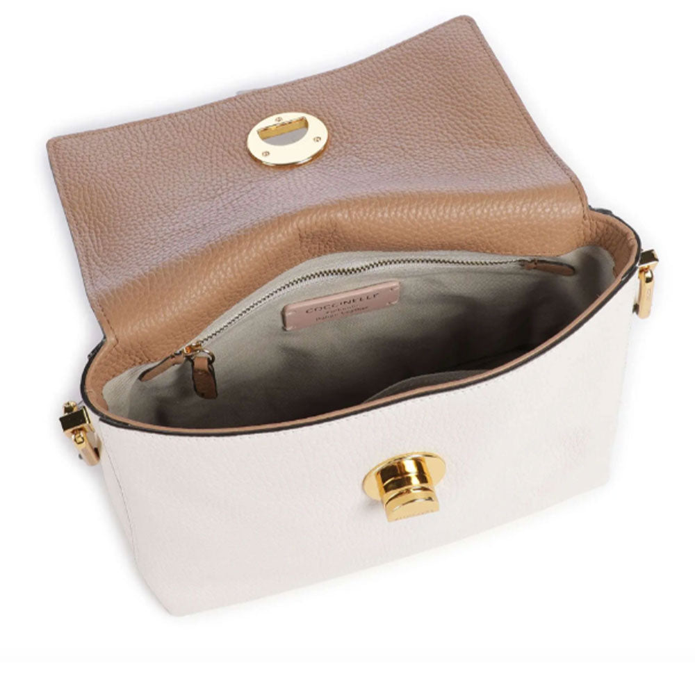Borsa Donna a Tracolla COCCINELLE in Pelle linea Liya colore Blanco - Skin