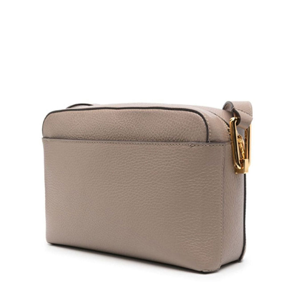 COCCINELLE Damen-Umhängetasche aus Leder der Linie Liya, Farbe Warm Taupe - Rosette