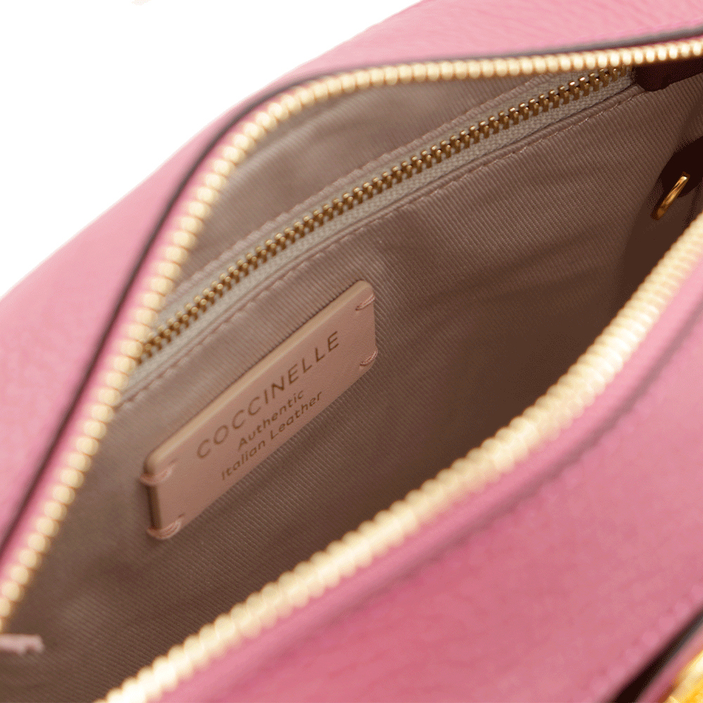 Women's Rosewood-Brandy Leather Crossbody Bag COCCINELLE Liya
