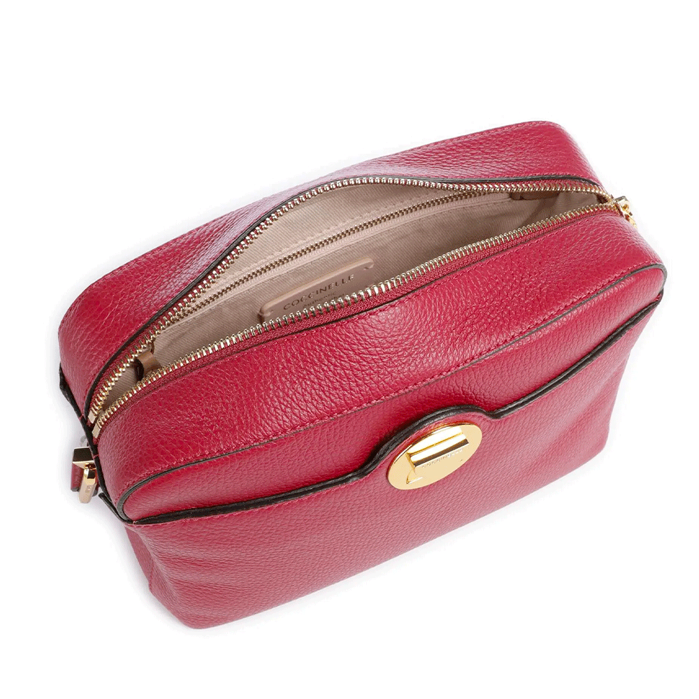 Borsa Donna a Tracolla COCCINELLE in Pelle linea Liya colore Sangria - Skin