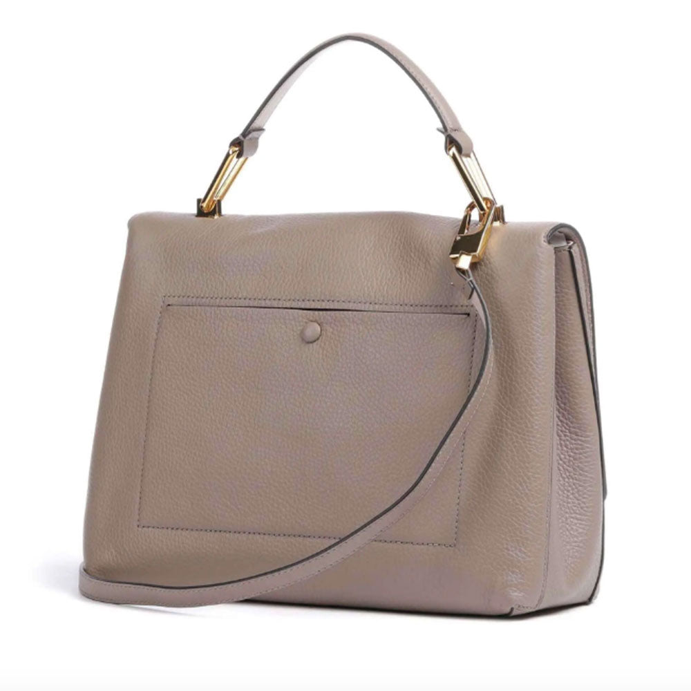 Borsa Donna a Mano COCCINELLE in Pelle linea Liya colore Warm Taupe - Rosette