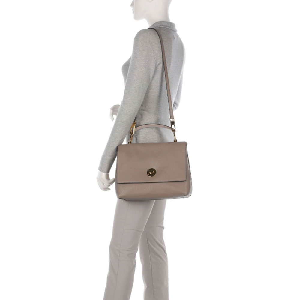 Borsa Donna a Mano COCCINELLE in Pelle linea Liya colore Warm Taupe - Rosette