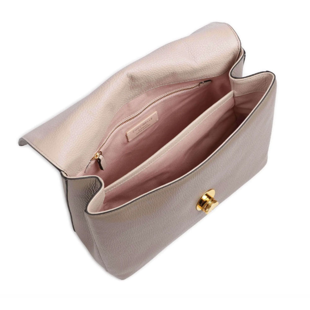 Borsa Donna a Mano COCCINELLE in Pelle linea Liya colore Warm Taupe - Rosette