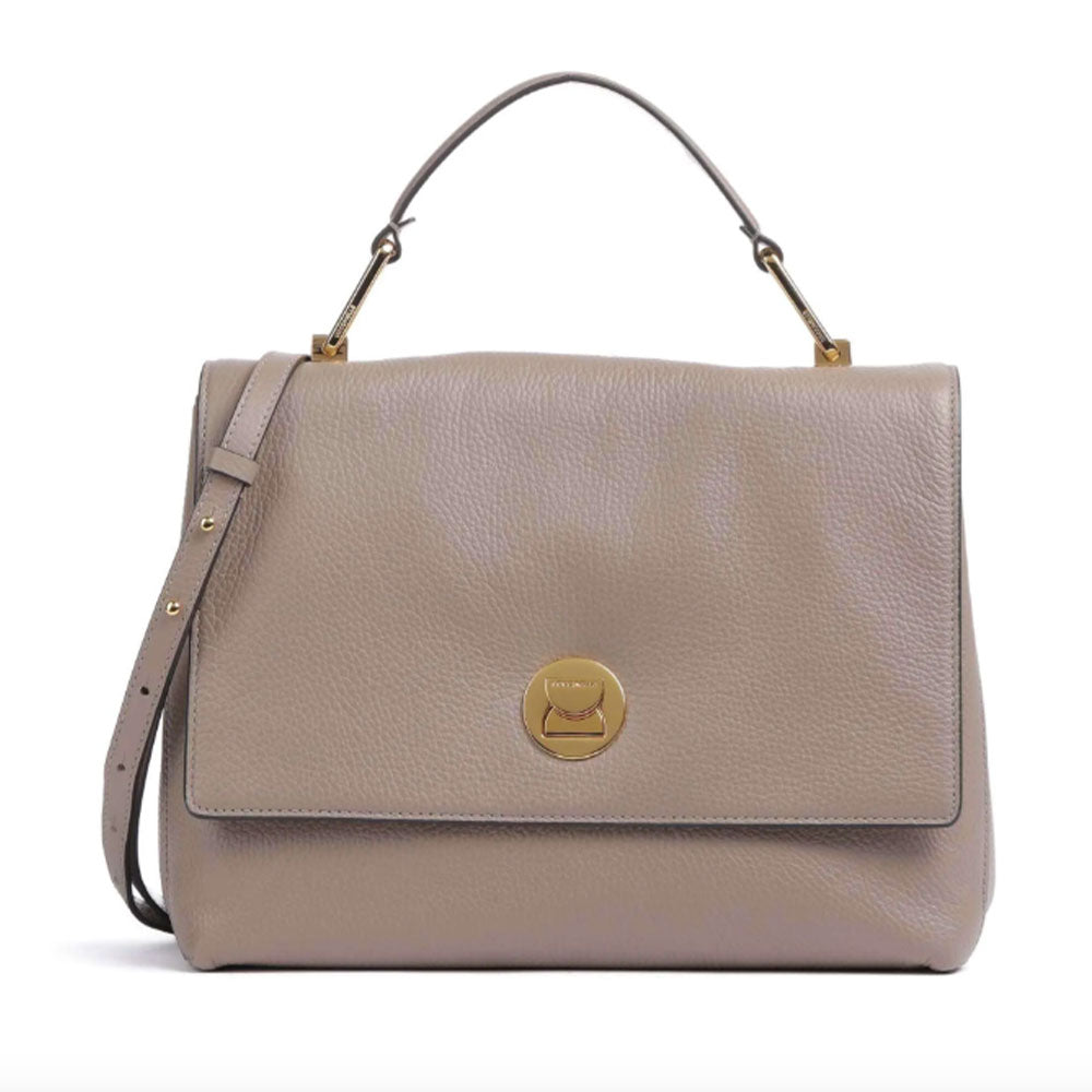 Borsa Donna a Mano COCCINELLE in Pelle linea Liya colore Warm Taupe - Rosette