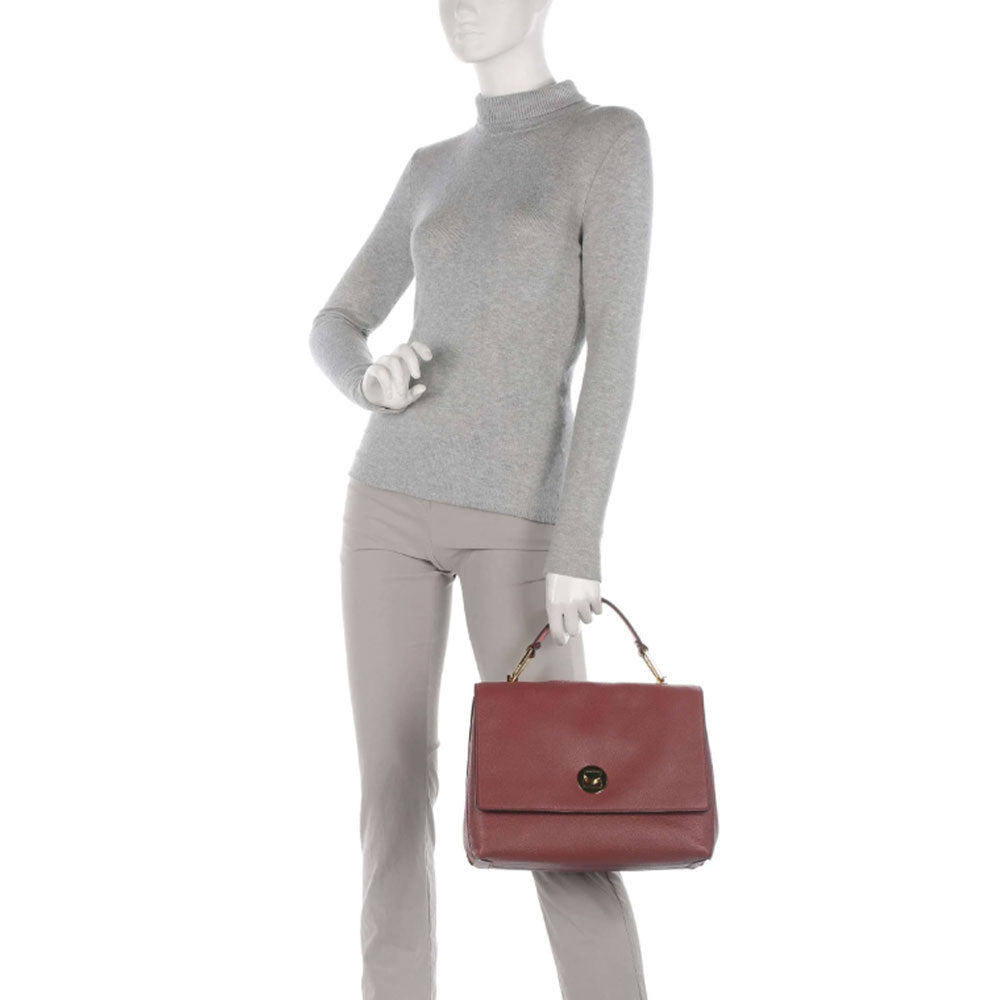Borsa Donna a Mano COCCINELLE in Pelle linea Liya colore Brandy - Grenadine Red