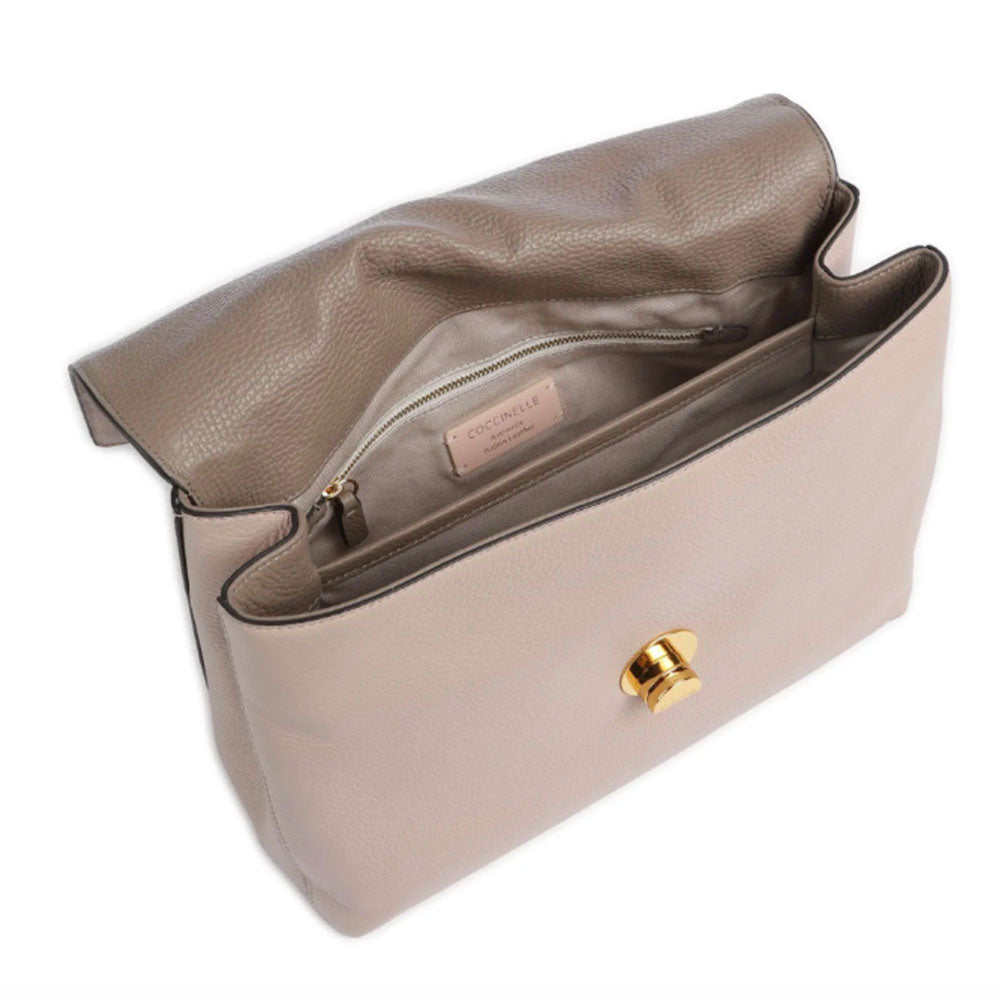 Borsa Donna a Mano COCCINELLE in Pelle linea Liya colore Rosette - Warm Taupe