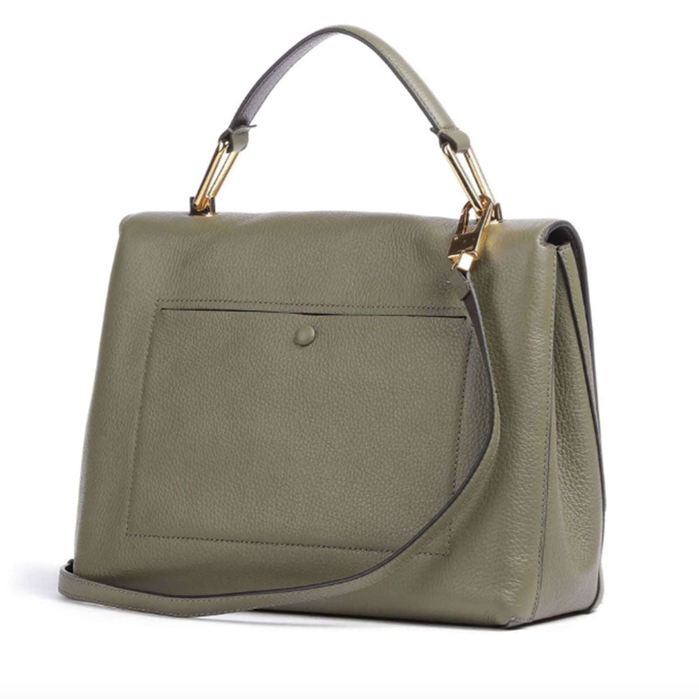 Borsa Donna a Mano COCCINELLE in Pelle linea Liya colore Laurel Green - Fondant Brown