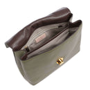 Borsa Donna a Mano COCCINELLE in Pelle linea Liya colore Laurel Green - Fondant Brown