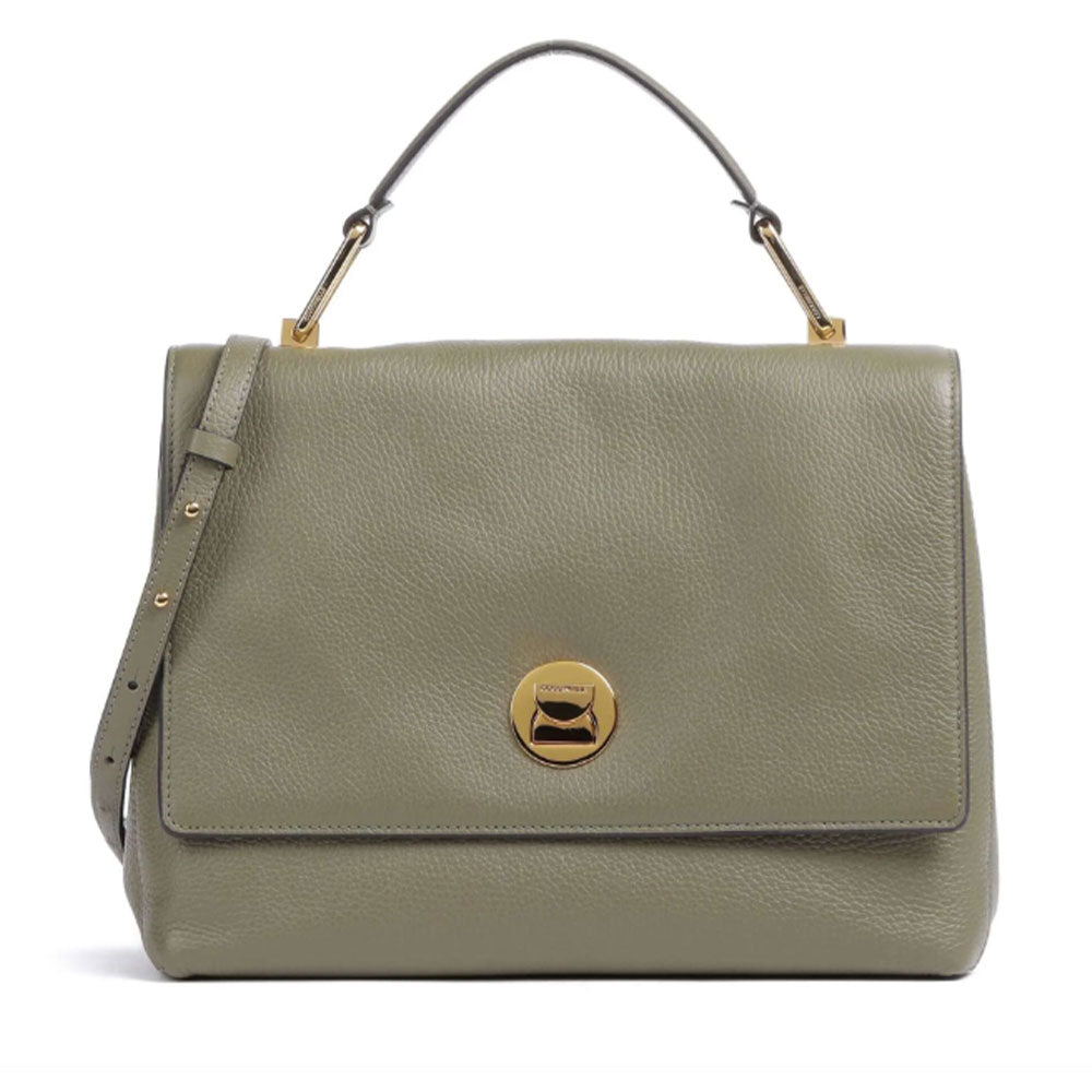 Borsa Donna a Mano COCCINELLE in Pelle linea Liya colore Laurel Green - Fondant Brown