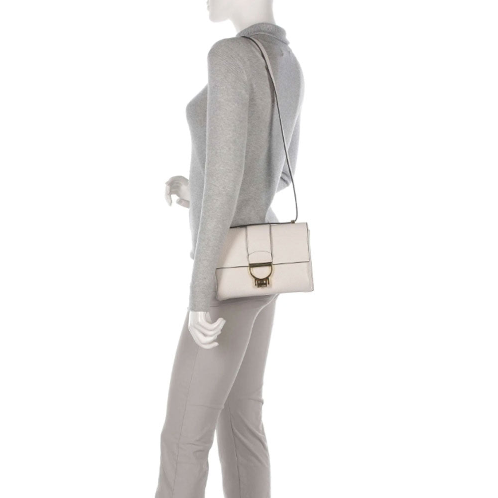 COCCINELLE Damen Leder Schultertasche, Arlettis Linie, Lammfell Weiß Farbe